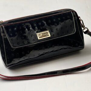 Arcadia Italian Black Patent Leather Bag With Adjustable Strap